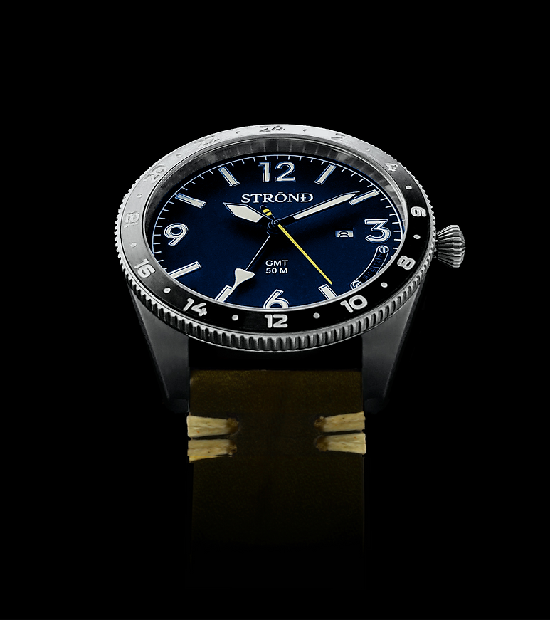 STROND SSC-101 GMT – Stainless Steel, Blue Dial & Black Bezel Concorde Edition