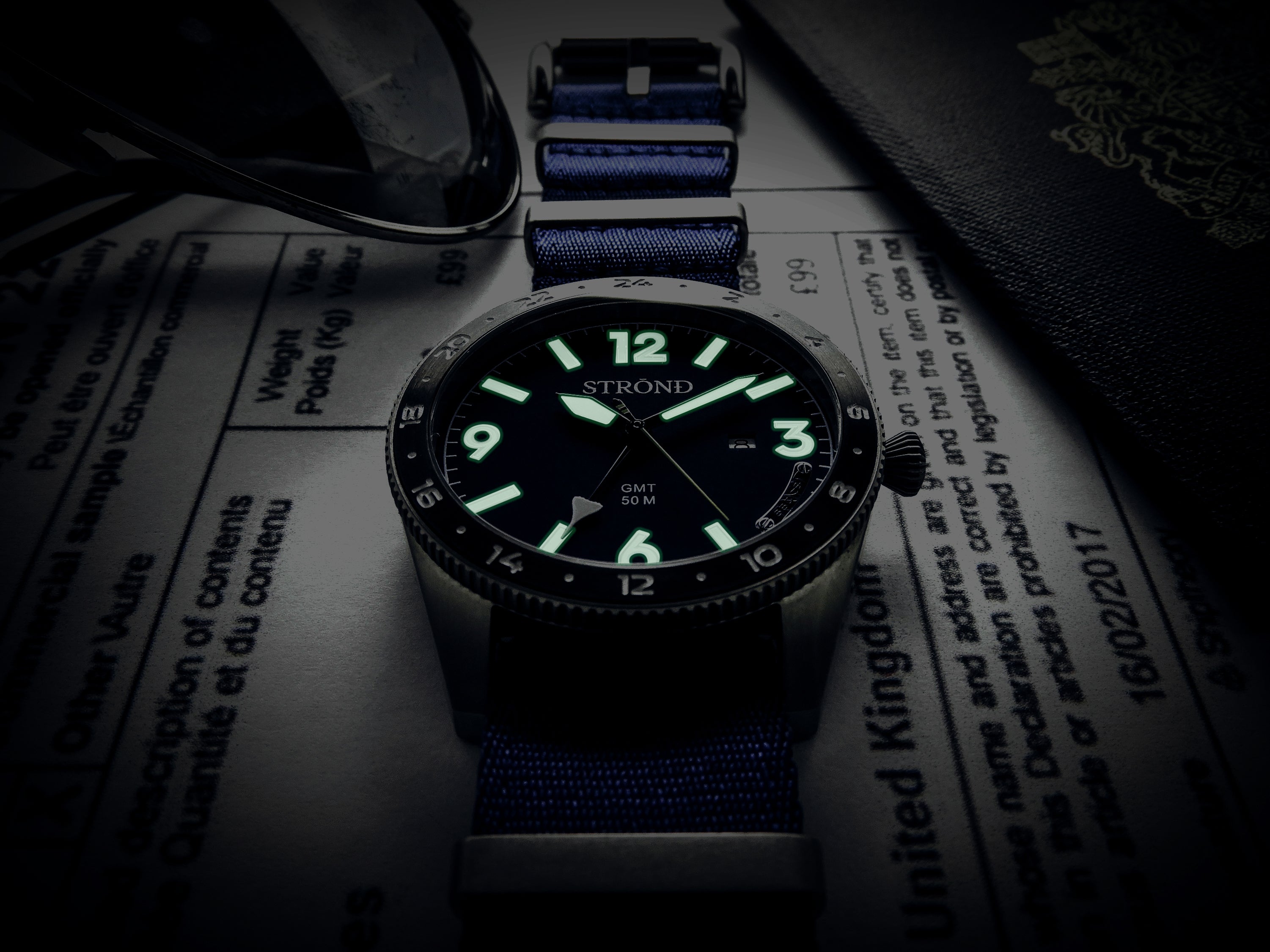 STROND SSC-101 GMT – Stainless Steel, Blue Dial & Black Bezel Concorde Edition